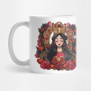 Queen Of Hearts Wonderland Art Deco Watercolour Mug